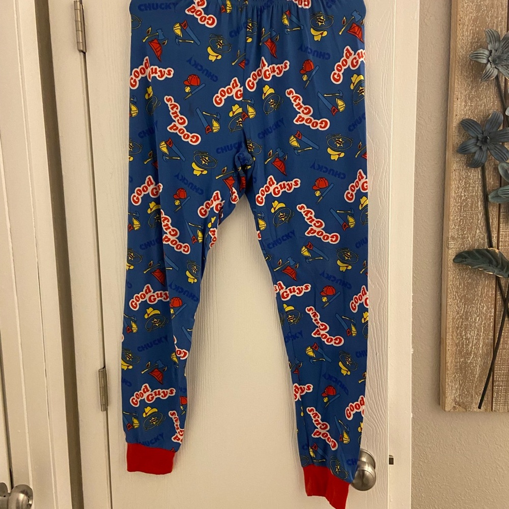 Blue "Good Guys" Character Pajama Pants with Red Cuffs